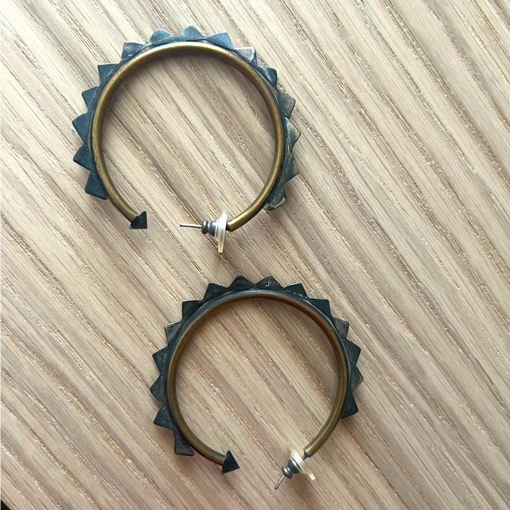 Mixed Metal Brass Hoop Earrings